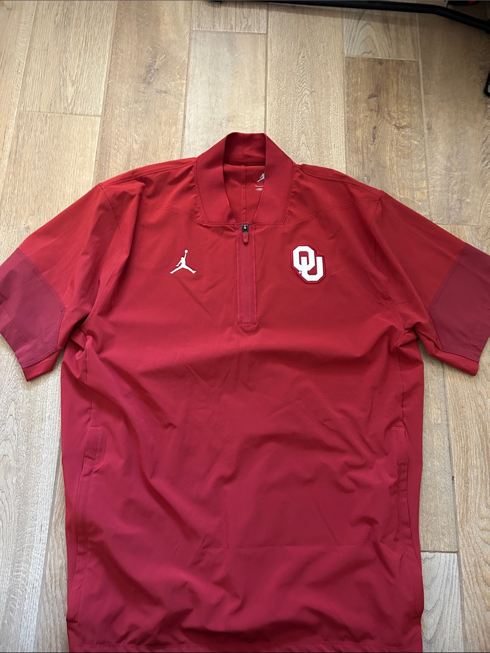 Jordan x Oklahoma Sooners Red Short-Sleeve Quarter-Zip Coaches Jacket